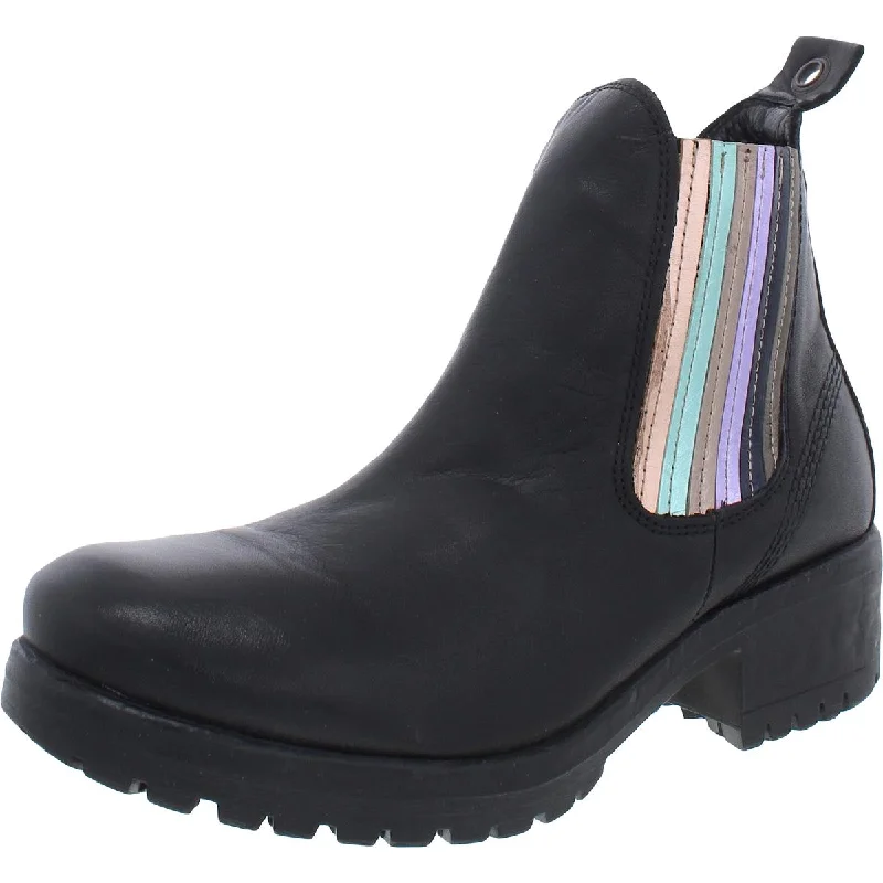 boots for heavy rain in winter-Bueno Womens Florida Leather Metallic Chelsea Boots