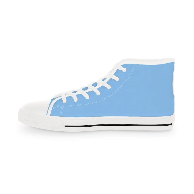 classic athletic shoes charm-Light Blue Men's High Tops, Modern Minimalist Best Men's High Top Sneakers (US Size: 5-14)