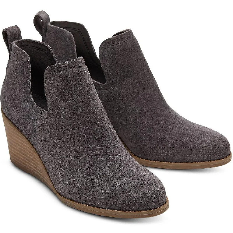 boots with soft lining for cold protection-Toms Womens KALLIE Slip On Wedge Boots