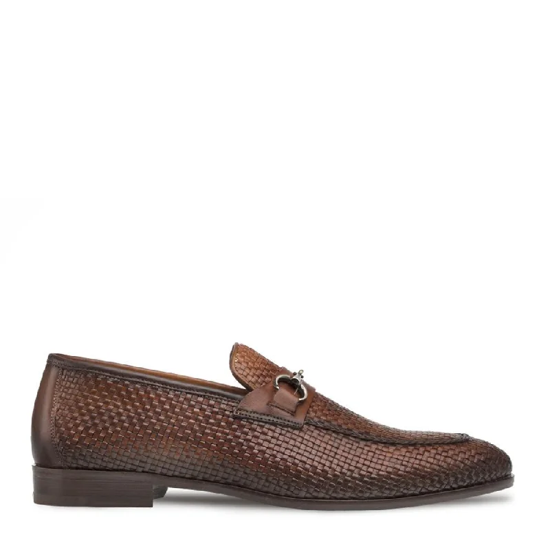 loafers for long-lasting wear-Mezlan 9897 R606 Men's Shoes Cognac Woven Leather Horsebit Loafers (MZS3359)