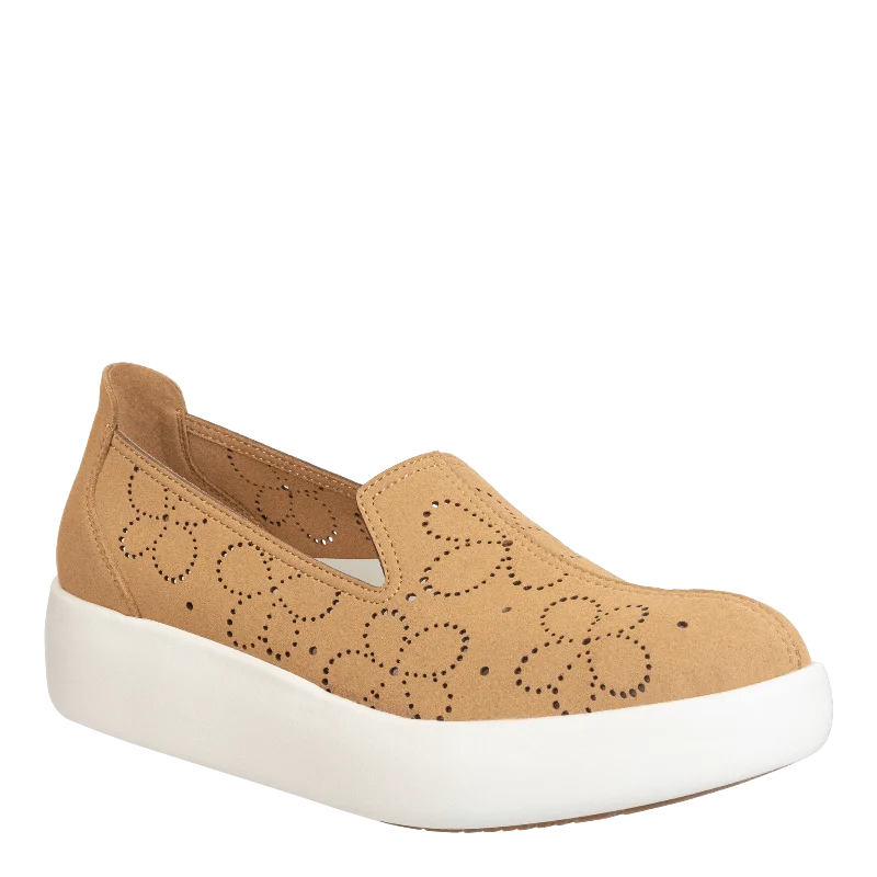 red athletic shoes kick-COEXIST in CAMEL Platform Sneakers