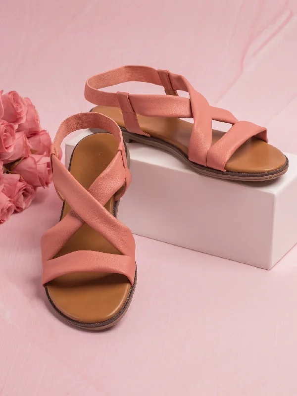 charm flats durable-Sam Edelman flatsWomen Peach Strappy Open Toe Flats