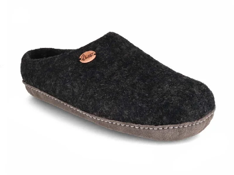 Slippers with soft soles-WoolFit® Felt Slippers | Footprint, charcoal