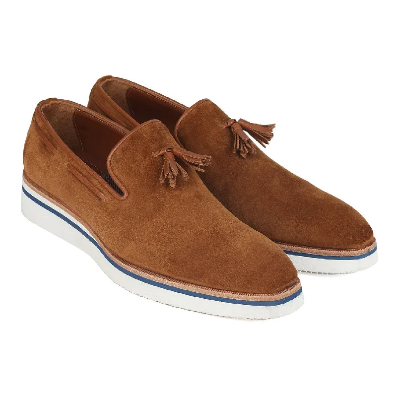 loafers with stylish buckle detail-Paul Parkman 181-CML-SD Men's Shoes Camel Suede Leather Tassels Loafers (PM6301)