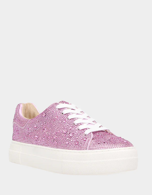 comfortable athletic shoes women-Pink Rhinestone Sneaker