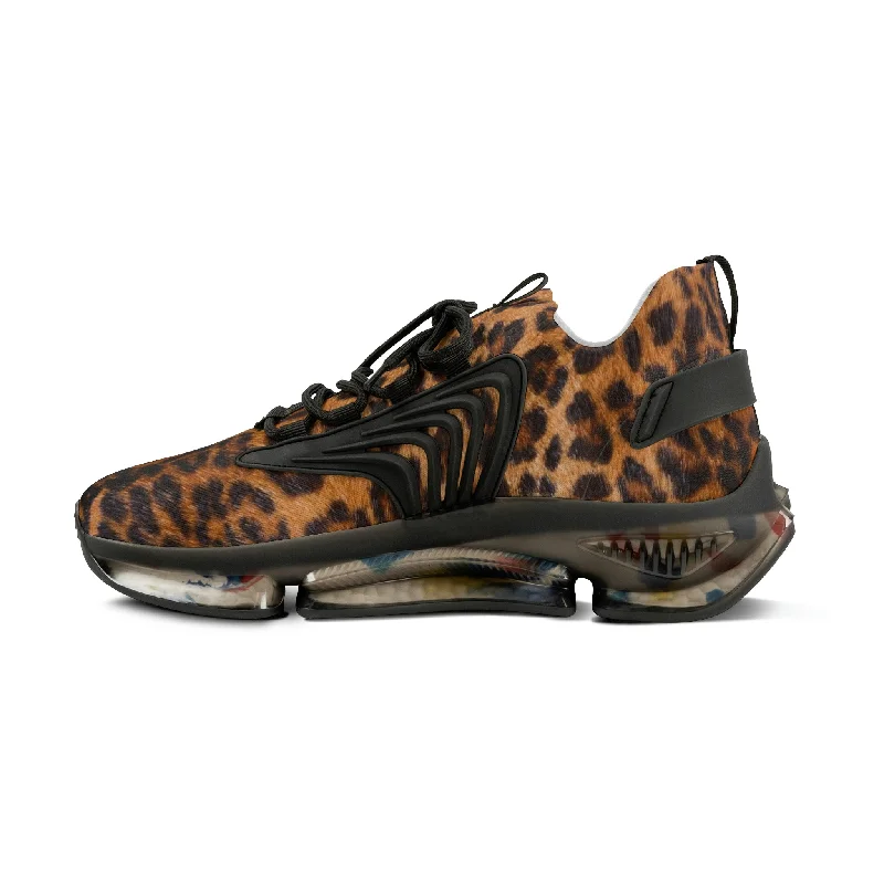 premium athletic shoes excellence-Brown Leopard Print Men's Shoes, Animal Print Best Comfy Men's Mesh Sports Sneakers