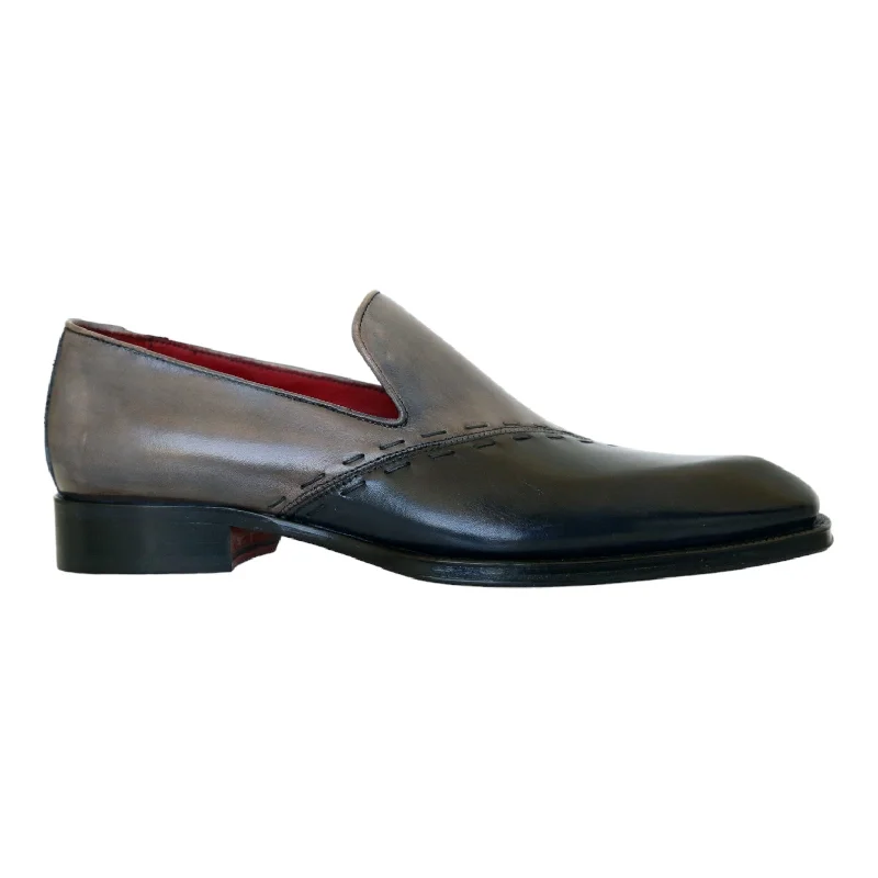 loafers with removable footbed-Emilio Franco Vittorio Men's Shoes Two Tone-Gray Calf-Skin Leather Loafers (EF1242)