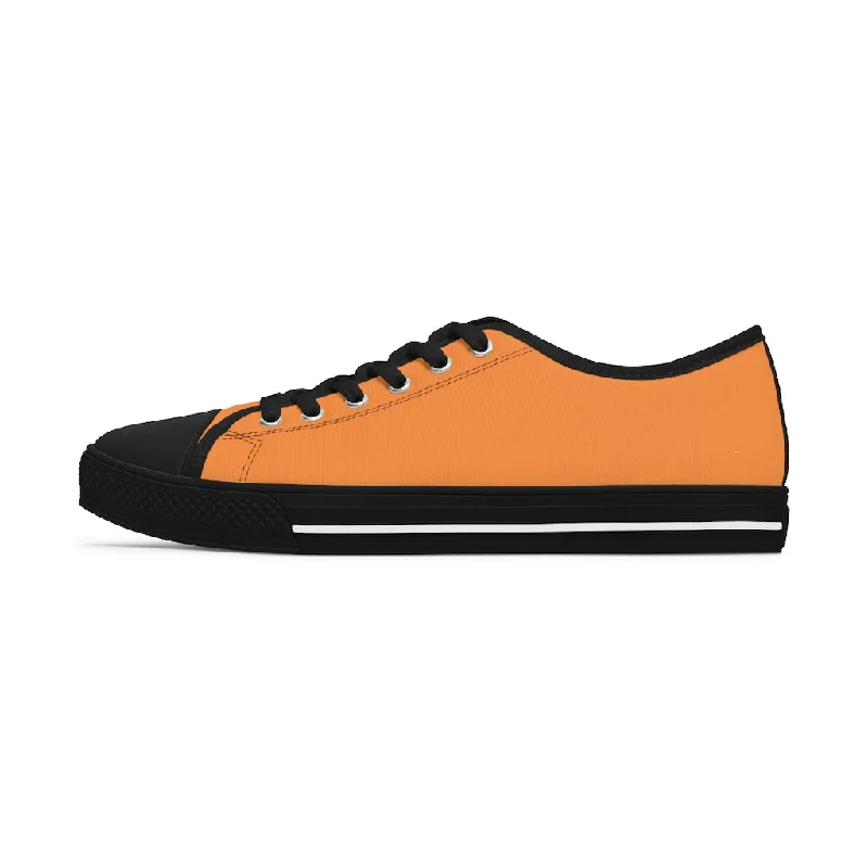 soft athletic shoes vibe-Orange Color Best Ladies' Sneakers, Solid Color Women's Low Top Sneakers (US Size: 5.5-12)