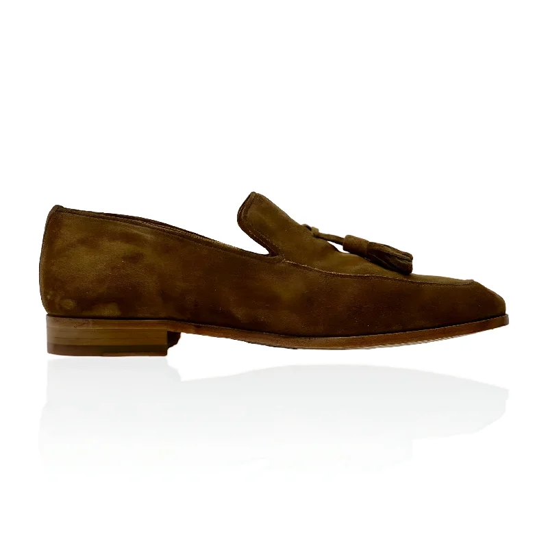 loafers for versatile everyday use-Ambrogio Men's Shoes Sport Brown Suede Leather Tassels Loafers (AMZ1000)