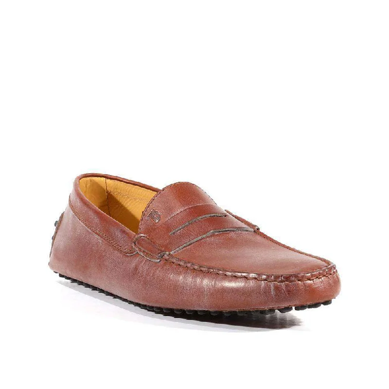 loafers for everyday professional outfits-Tods Men Designer Shoes Gommini Driving Leather Square Toe Loafers Brown (TDM26)