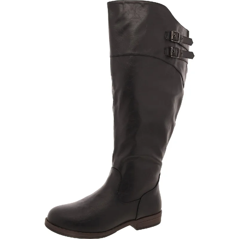 slip-on leather boots for winter-Journee Collection Womens Tall Round Toe Knee-High Boots