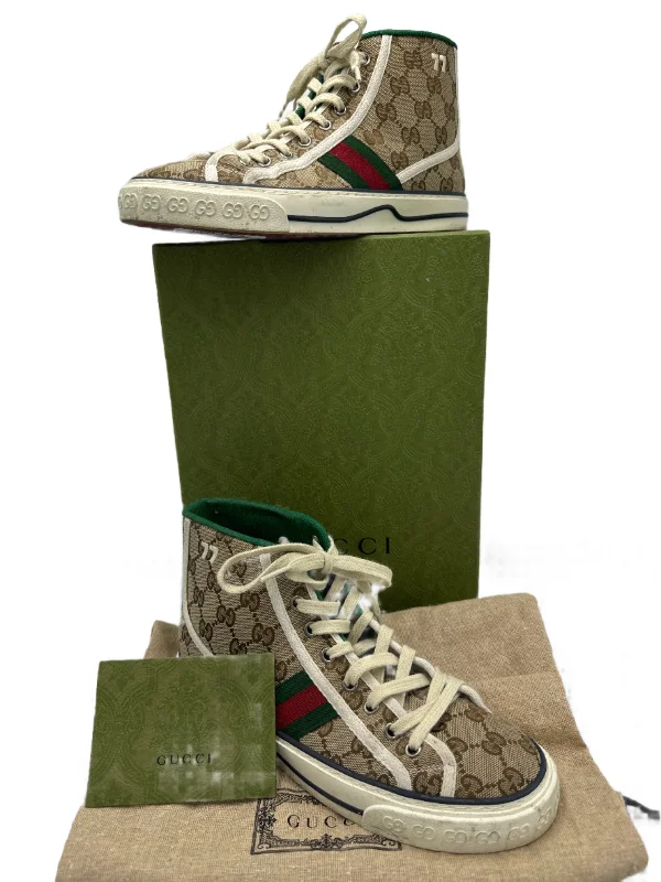 athletic shoes for speed-Gucci High Top GG Luxury Designer Sneaker In Size: 8 (38)