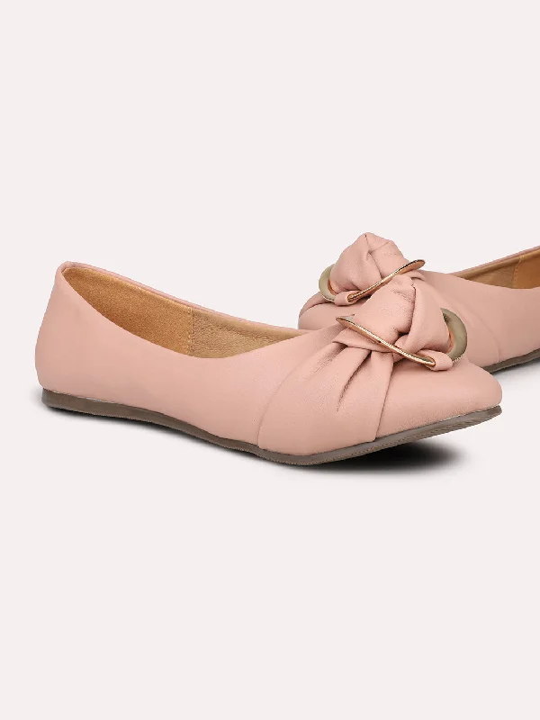 pop flats purple-Non-slip flatsWomen Peach Buckle Detailed ballerinas Flats