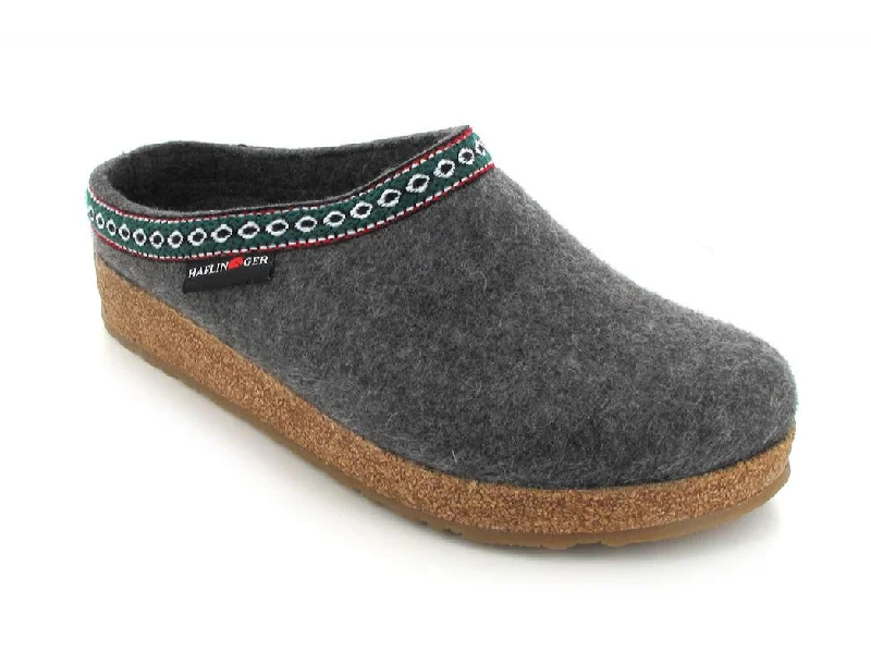 Slippers in rich teal-HAFLINGER® Slippers with Arch Support | Grizzly Franzl, anthracite