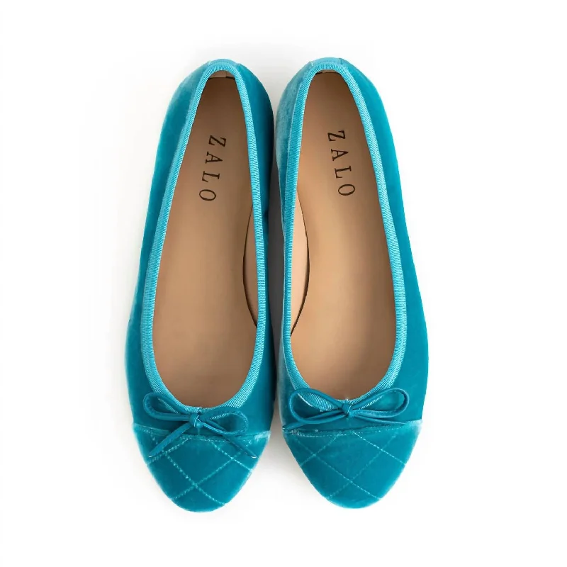 Women's Beba Velvet Flat Shoe In Turquoise