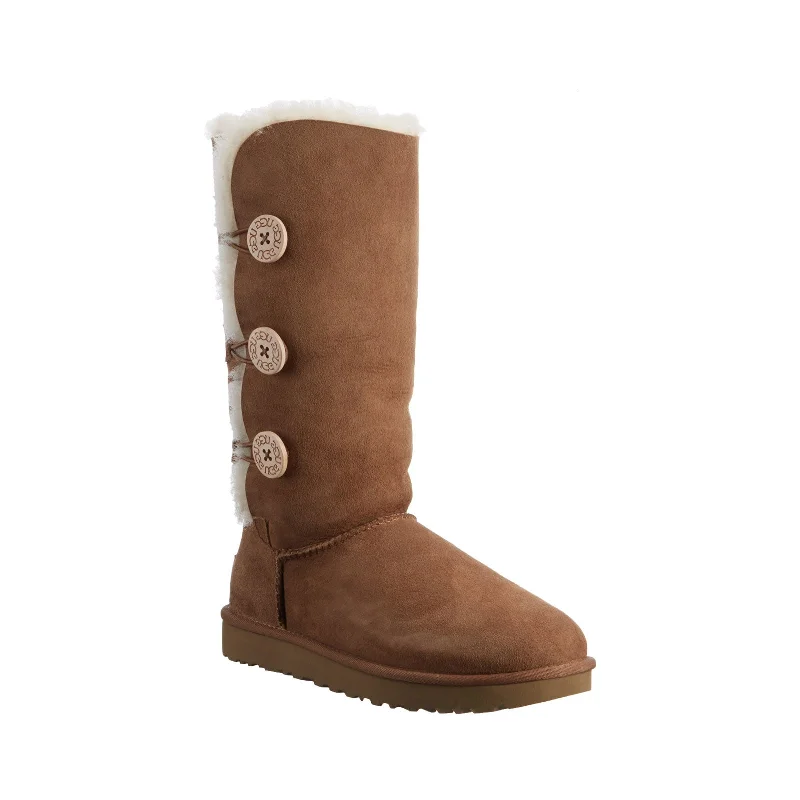 vegan boots for women-Women's Shoes UGG BAILEY BUTTON TRIPLET Suede & Sheepskin Boots 1016227 CHESTNUT