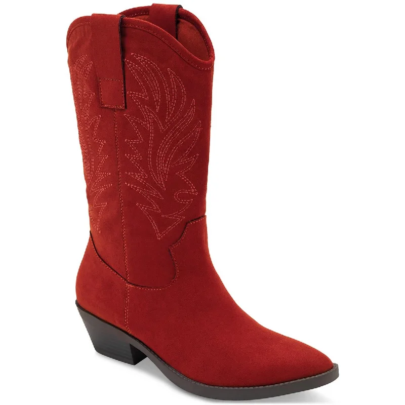 boots with waterproof outer shell-Style & Co. Womens Miyyaa Embroidered Almond Toe Cowboy, Western Boots