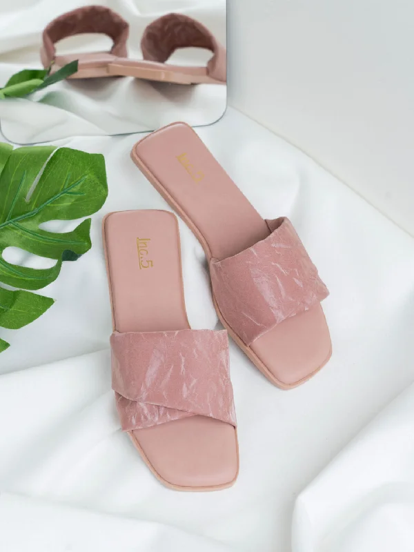 vibe flats elegant-Vegan leather flatsWomens Peach Casual Solid Open Toe Flats