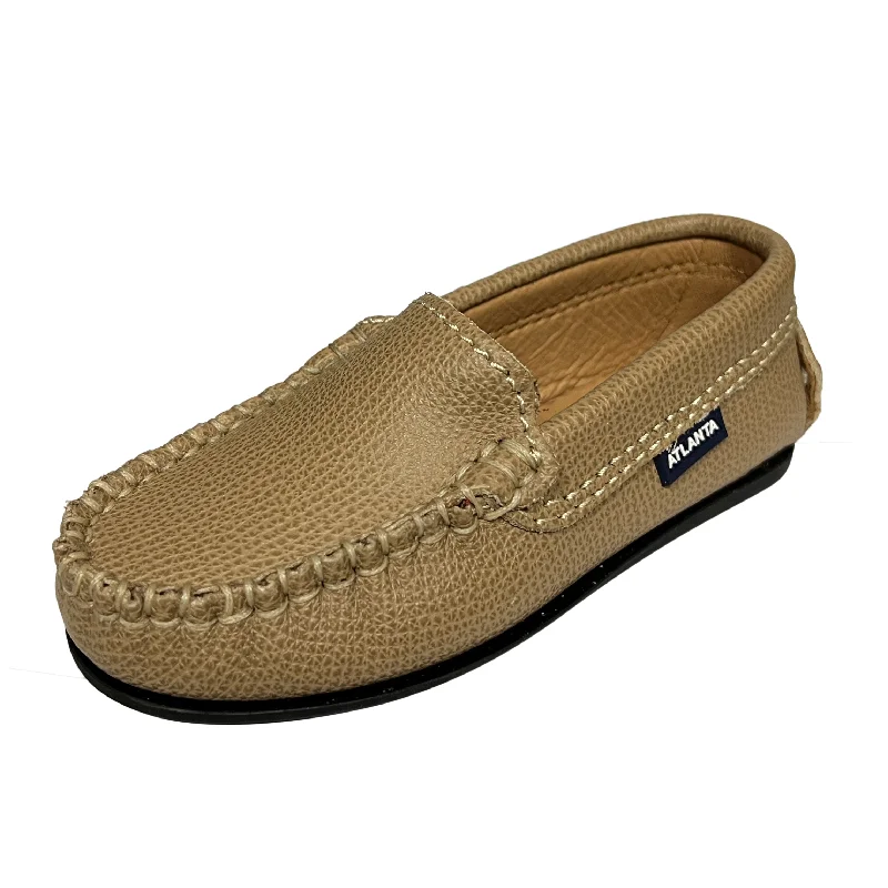 loafers for stylish everyday look-Atlanta Mocassin Boy's & Girl's Originals 015 Plain Vamp Loafers - Beige Little Grainy