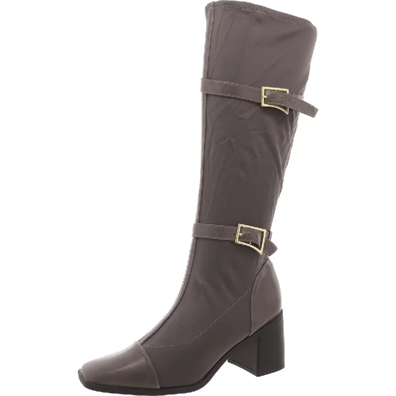 lightweight boots for men-Journee Collection Womens Gaibree Faux Leather Solid Knee-High Boots