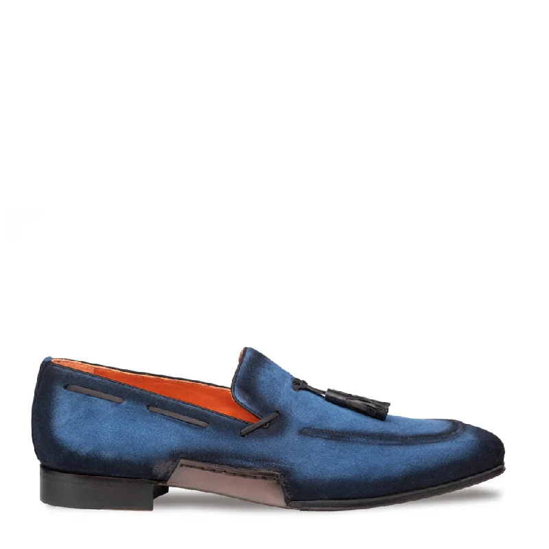 loafers with sleek leather accents-Mezlan Pavese 21310 Men's Shoes Suede Leather Slip-on Tassels Loafers (MZ3767)