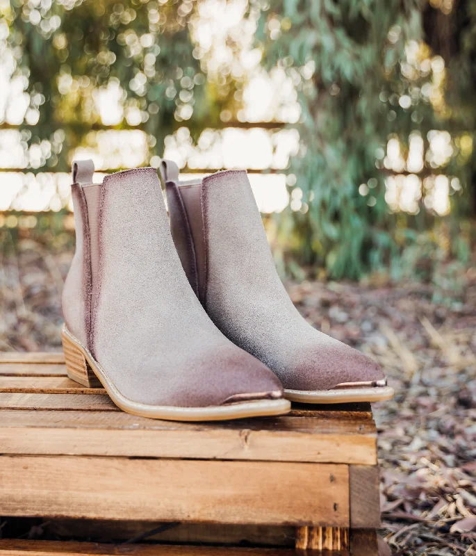 hiking boots for slippery trails-Wylie Suede Ankle Boot in Taupe