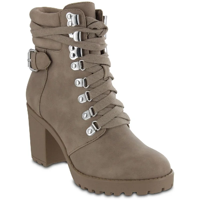 boots for all types of winter weather conditions-Mia Womens Annamaria Faux Leather Zip Up Combat & Lace-up Boots