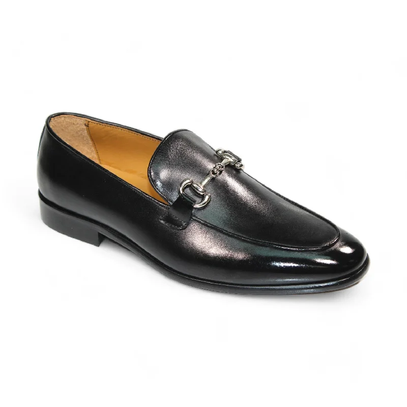 loafers for fashion-conscious workers-Duca Vasto Men's Shoes Black Calf-Skin Leather Loafers (D1177)