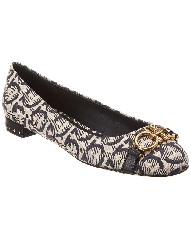 Ferragamo Gancini Canvas Ballet Flat