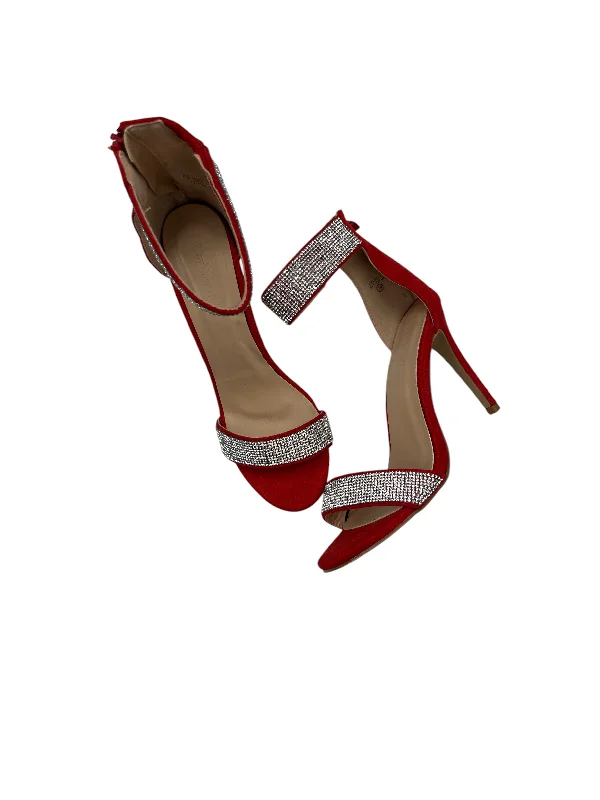 Sandals Heels Stiletto By  love mank In Red, Size: 7.5