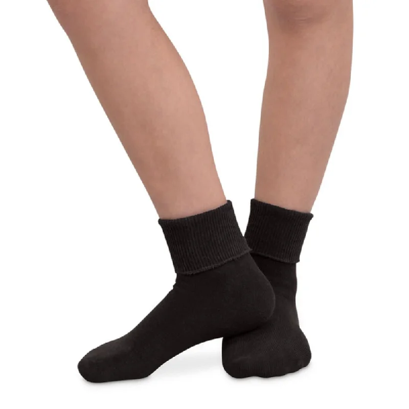 Jefferies Socks Smooth Toe Organic Cotton Turn Cuff Black Socks 10-12