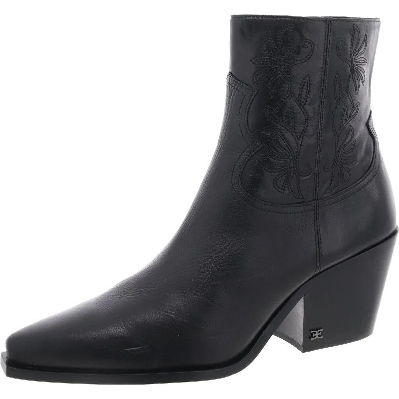 boots with adjustable strap-Sam Edelman Womens Wilda Leather Pointed Toe Cowboy, Western Boots