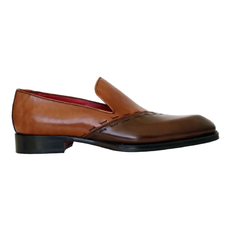 loafers with soft cushioned padding-Emilio Franco Vittorio Men's Shoes Brown/Cognac Calf-Skin Leather Loafers (EF1240)