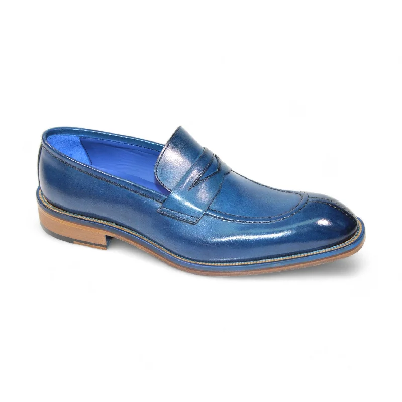 loafers for stylish weekend attire-Emilio Franco Mirko Men's Shoes Blue Calf-Skin Leather Loafers (EF1260)