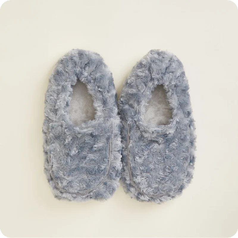 Slippers with firm soles-Curly Gray Warmies Slippers