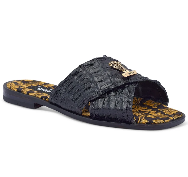 Mauri 5134 Black/Gold Crocodile Sandals