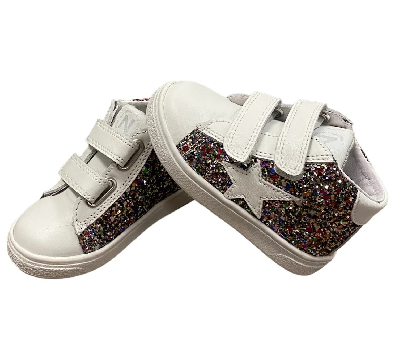 soft athletic shoes vibe-Multi White Glitter Sneaker