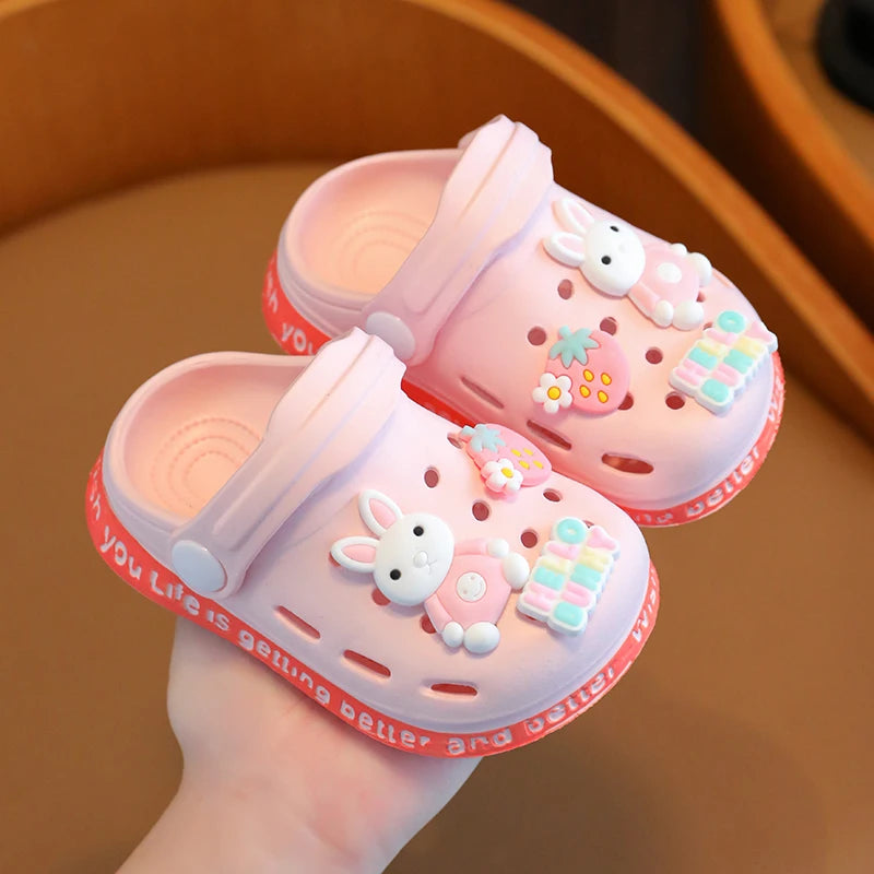 Slippers with bold soles-Summer Sandals Kids Shoes Boys Girls Cartoon Water Shoes Baby Beach Shoes Flat Heels Cartoon Slippers Children's Garden Shoes