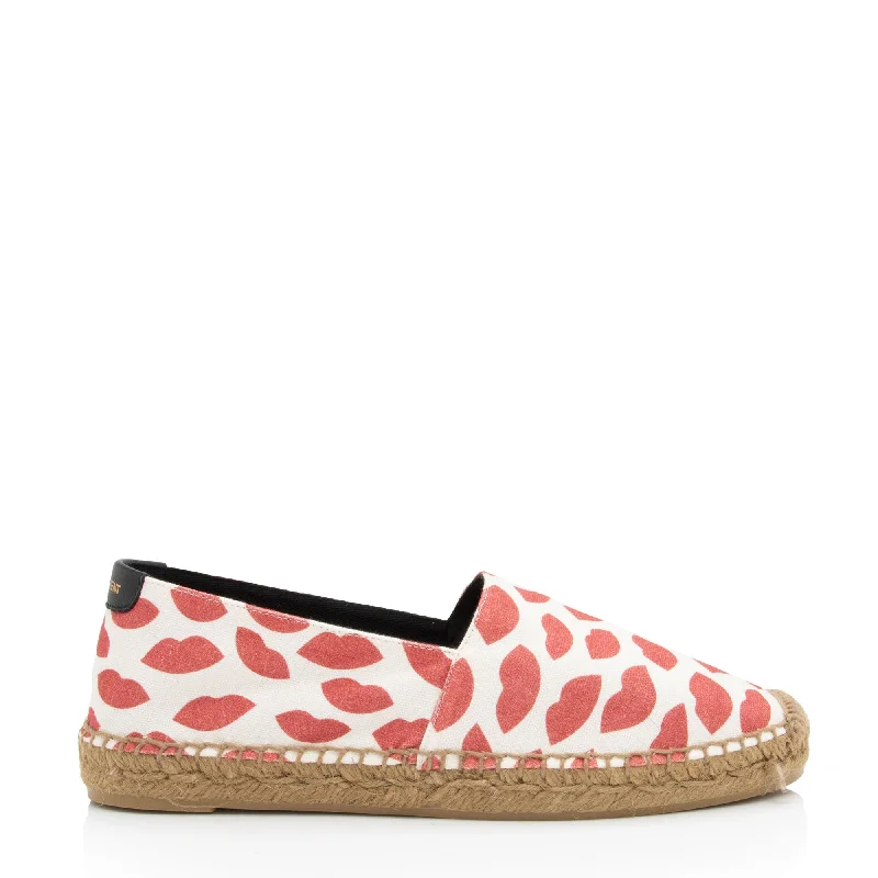 Saint Laurent Canvas Lip Print Espadrilles