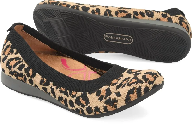 Gildee Flat In Leopard Print Knit Mesh