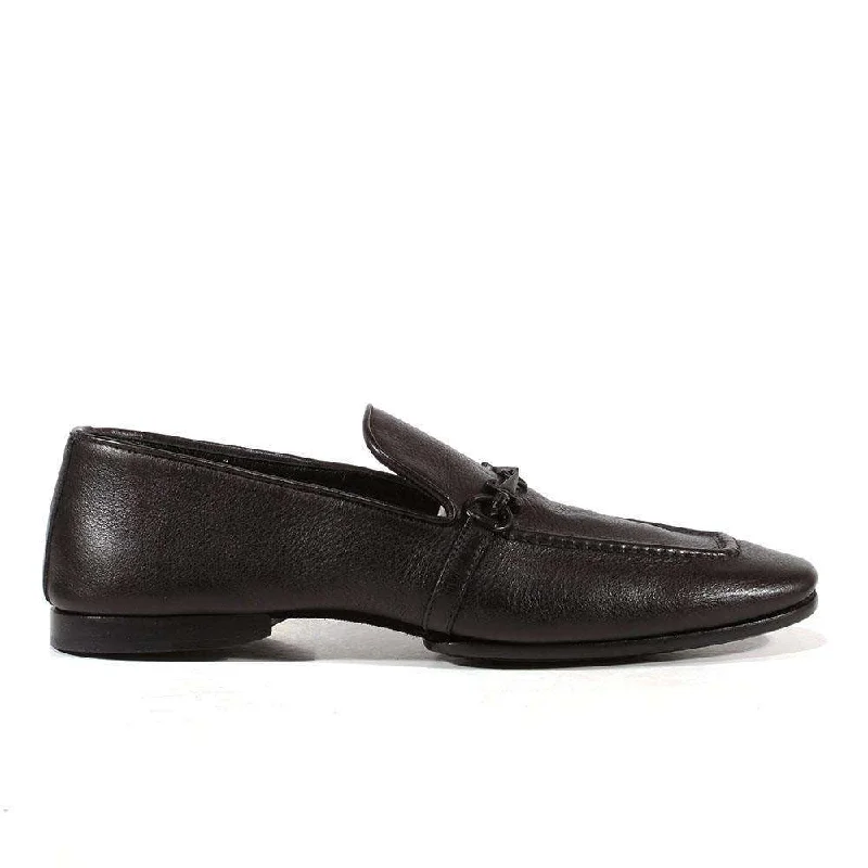 loafers with sleek black leather finish-Cesare Paciotti Luxury Italian Men's Designer Shoes Spring Black Leather Loafers (CPM3147)