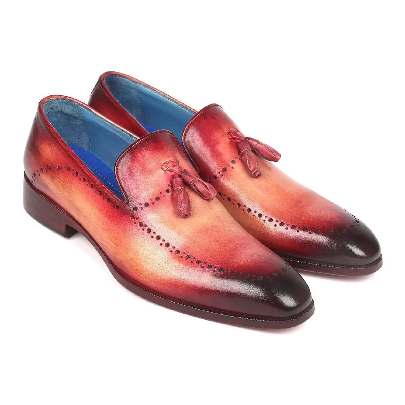 loafers with flexible material-Paul Parkman 66T82-BUR Men's Shoes Burgundy Calf-Skin Leather Tassel Loafers (PM6267)