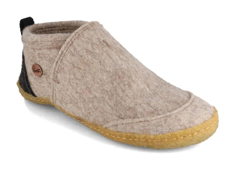 Slippers in light coral-WoolFit® Office Slippers Taiga with Rubber Sole, beige