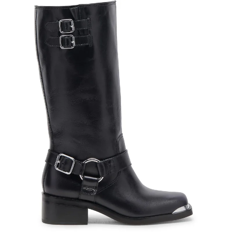 soft boots for winter wear-Dolce Vita Womens Evi Leather Square Toe Mid-Calf Boots