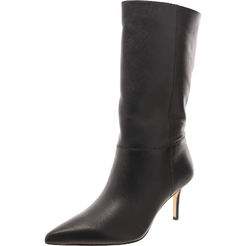 waterproof winter boots for women-Lauren Ralph Lauren Womens Leannah Leather Pull On Mid-Calf Boots