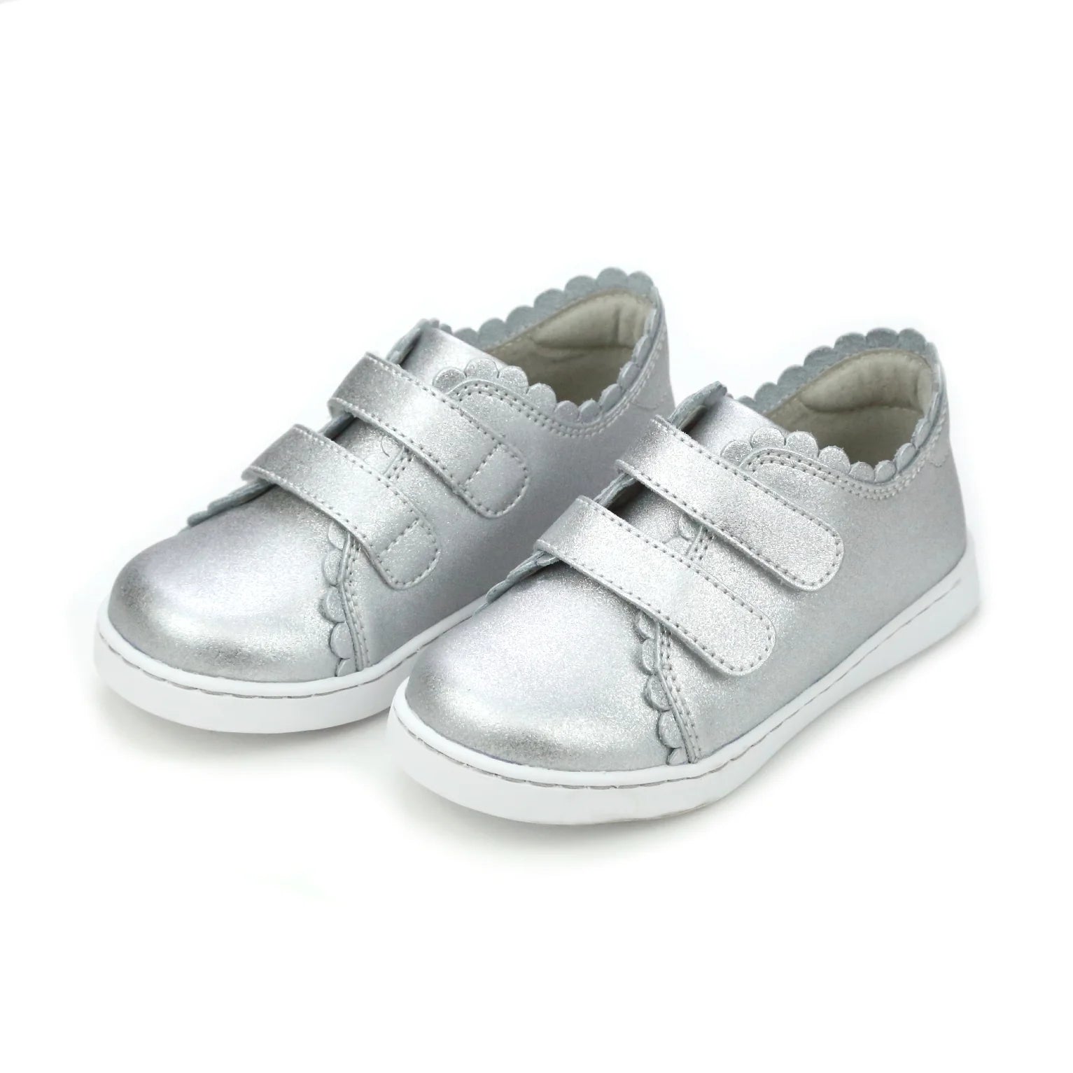 non-slip athletic shoes glow-Silver Caroline Scalloped Sneaker