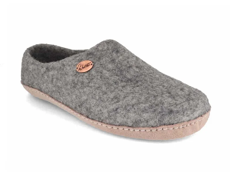 Slippers for quiet rests-WoolFit® Felt Slippers | Footprint, stone gray