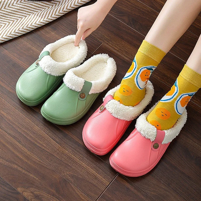 Slippers with fun soles-Warm and Cozy Bedroom Clog Slippers