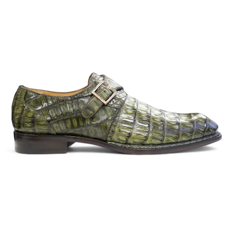 slip-on loafers with chic design-Ambrogio by Mezlan Men's Shoes Exotic Crocodile Single Monk-Strap Loafers (AMZ1017)