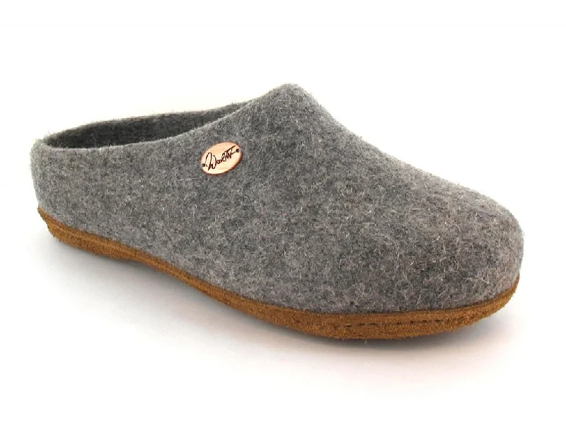 Slippers with fun soles-WoolFit® hand-felted Slippers slim | Classic, light gray